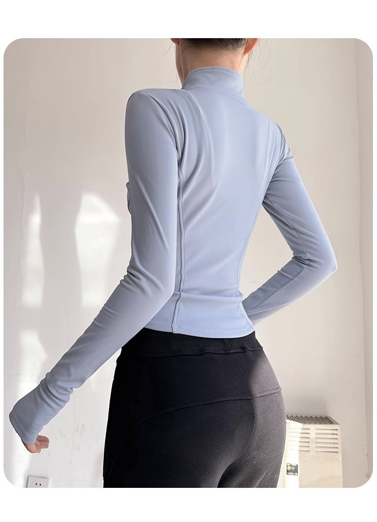 Stand Collar Slimming Fitness Clothing Slimming Yoga Top Running Sports Jacket Pilates Training Yoga Clothing