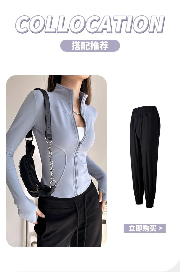 Stand Collar Slimming Fitness Clothing Slimming Yoga Top Running Sports Jacket Pilates Training Yoga Clothing