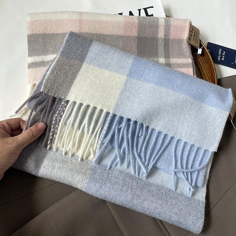 Autumn and Winter Australian Wool Scarf Classic British Scarf Women's Unisex Couple's Warm Scarf
