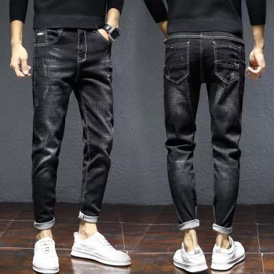 Spring and Autumn Trendy Men's 2019 New Stretch Jeans Men's Slim-fit Stretch Slim-fit Skinny Pants Korean Style Trendy Trousers