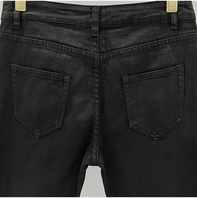 Subhuman Men's Style | Dark Classic Versatile Autumn/Winter Waxed Coating Craftsmanship Self-Designed Long Jeans