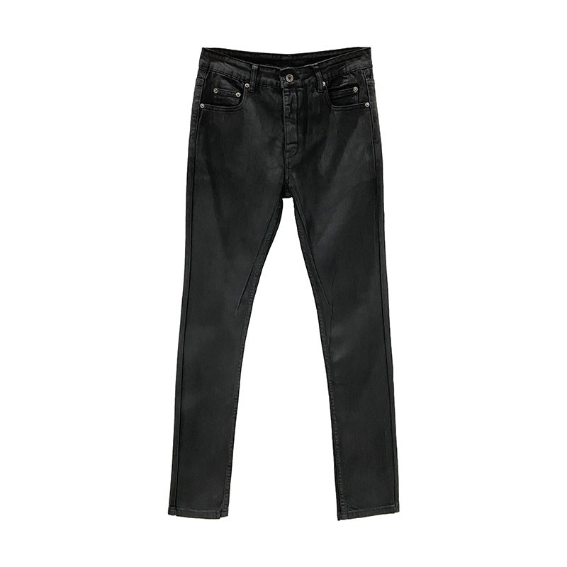 Subhuman Men's Style | Dark Classic Versatile Autumn/Winter Waxed Coating Craftsmanship Self-Designed Long Jeans