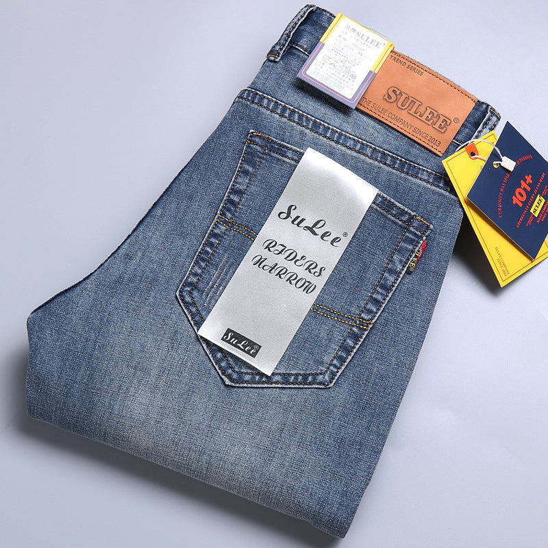 Su Lee Men's Jeans Spring and Summer Men's Elastic Loose Straight Retro Business Casual Trendy Brand Long Pants