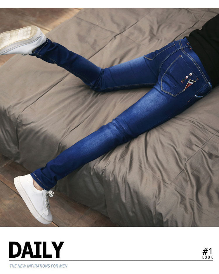 Summer Thin Jeans Men's Korean Style Slim-fit Youth Casual Nostalgic Stretch Handsome Trendy Brand Skinny Pants