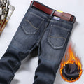 Fleece-Lined Thickened Stretch Business Casual Jeans for Young Men, Warm Autumn and Winter Thick New Pants, Guangzhou Xintang