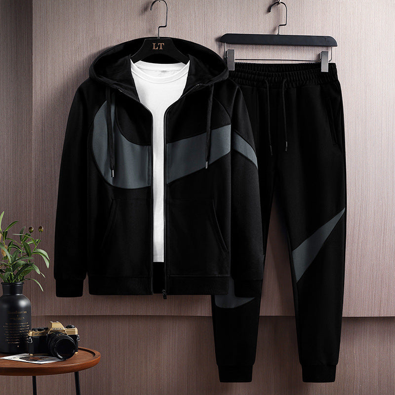 2024 Spring and Autumn Men's Sportswear Casual Suit Men's Hooded Cardigan Sportswear Running Suit Two-Piece Set for Boys