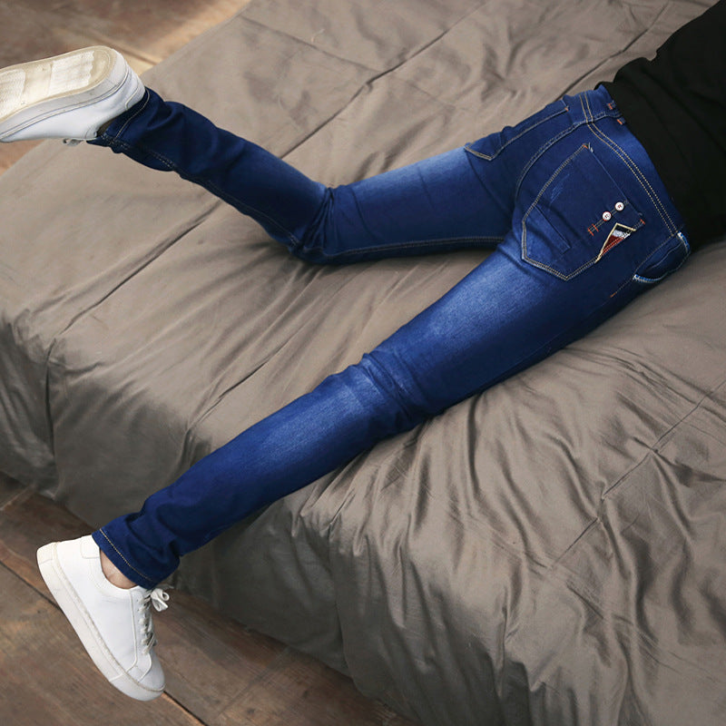 Summer Thin Jeans Men's Korean Style Slim-fit Youth Casual Nostalgic Stretch Handsome Trendy Brand Skinny Pants