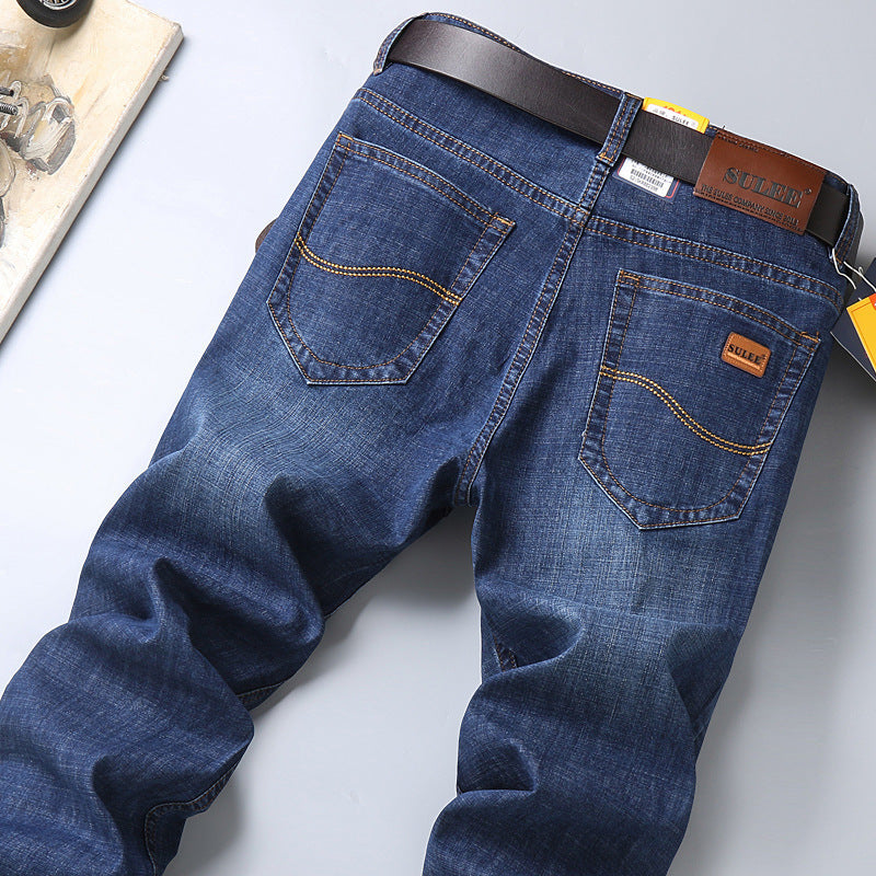 Su Lee Men's Jeans Spring and Summer Men's Elastic Loose Straight Retro Business Casual Trendy Brand Long Pants