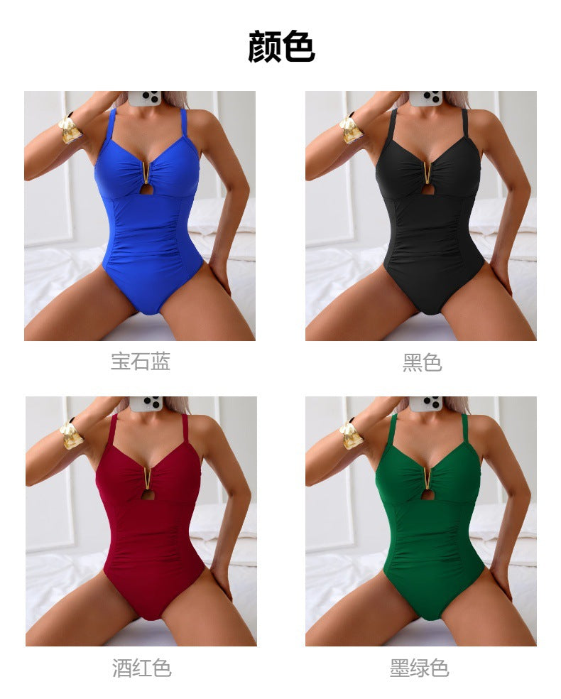 European and American Style Sexy Strapless One-Piece Swimsuit for Women, Slimming Bikini, Amazon Cross-Border Swimsuit, Conservative Swimsuit for Women