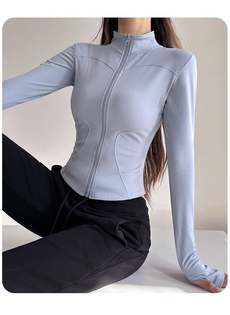 Stand Collar Slimming Fitness Clothing Slimming Yoga Top Running Sports Jacket Pilates Training Yoga Clothing