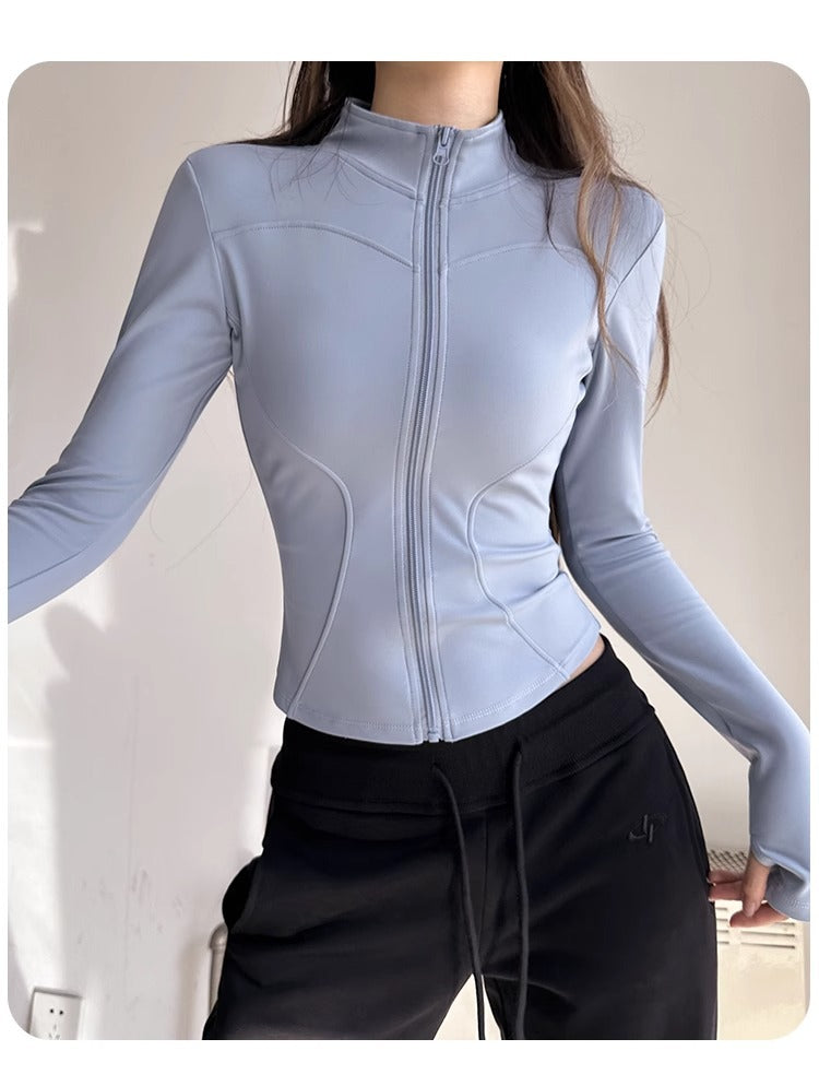 Stand Collar Slimming Fitness Clothing Slimming Yoga Top Running Sports Jacket Pilates Training Yoga Clothing