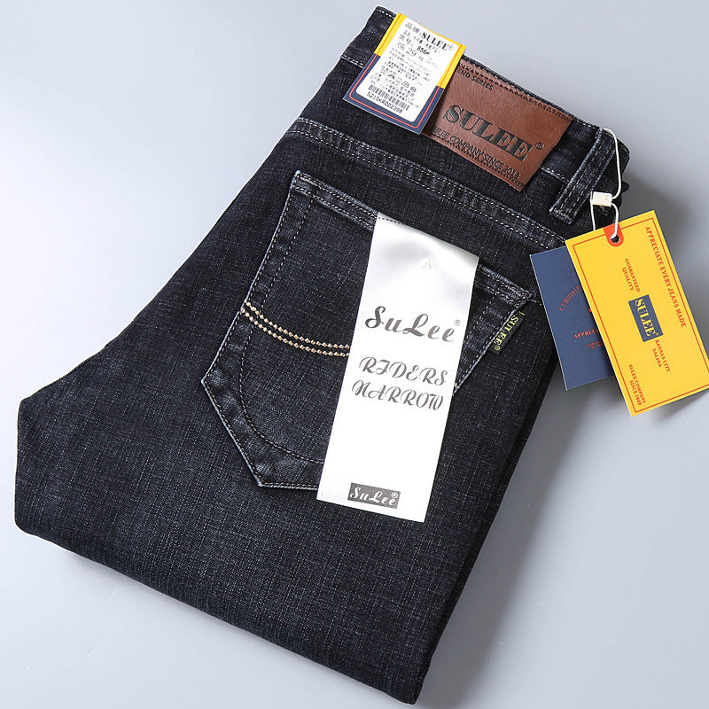 Su Lee Men's Jeans Spring and Summer Men's Elastic Loose Straight Retro Business Casual Trendy Brand Long Pants
