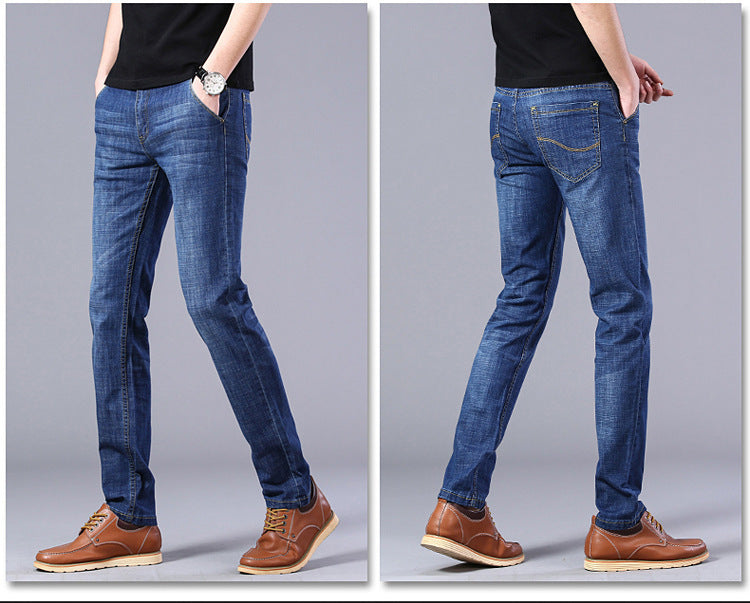 Su Lee Men's Jeans Spring and Summer Men's Elastic Loose Straight Retro Business Casual Trendy Brand Long Pants