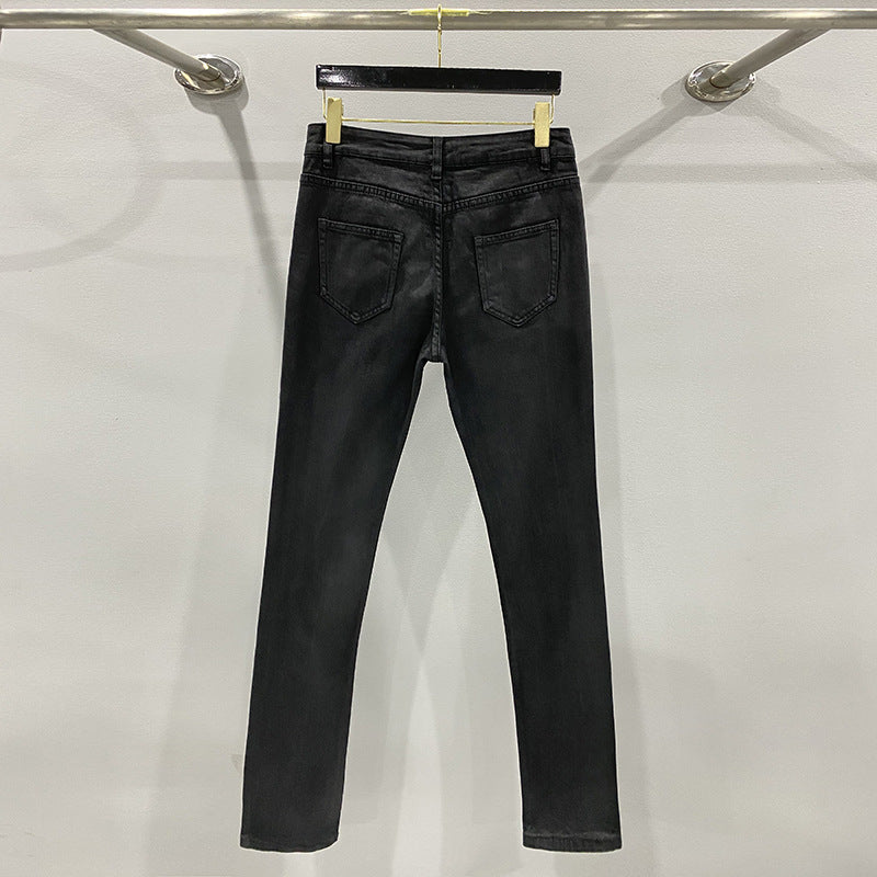 Subhuman Men's Style | Dark Classic Versatile Autumn/Winter Waxed Coating Craftsmanship Self-Designed Long Jeans