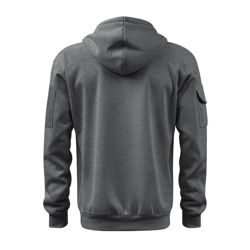 Cross-border Autumn and Winter Sports Sweater suit Men's Multi-pocket Zipper Hoodie Sportswear suit Sweater Light Plate
