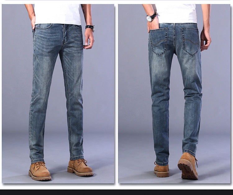 Su Lee Men's Jeans Spring and Summer Men's Elastic Loose Straight Retro Business Casual Trendy Brand Long Pants
