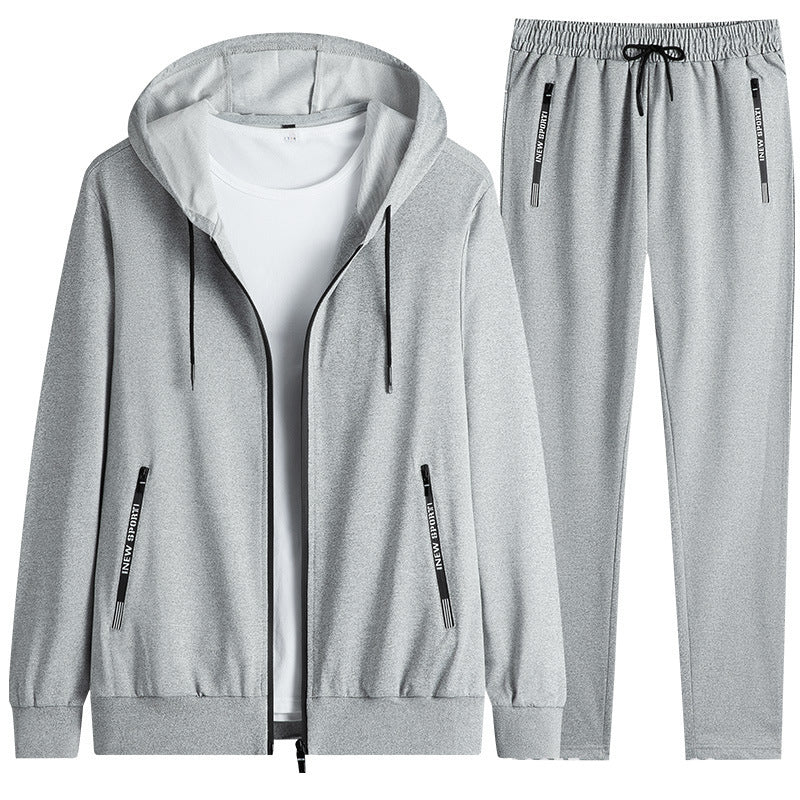 New men's suit spring and autumn hooded long sleeve plus size two suit leisure running sportswear