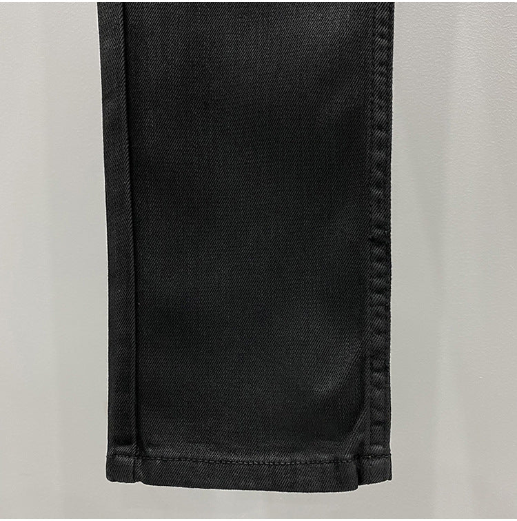 Subhuman Men's Style | Dark Classic Versatile Autumn/Winter Waxed Coating Craftsmanship Self-Designed Long Jeans
