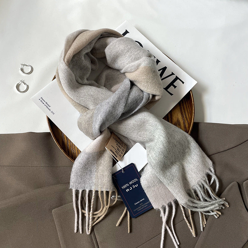 Autumn and Winter Australian Wool Scarf Classic British Scarf Women's Unisex Couple's Warm Scarf