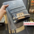 High-End Men's Jeans 2025 Autum New Slim-Fitting Small Straight Pants Trendy Brand Printed Casual Pants for Small Feet