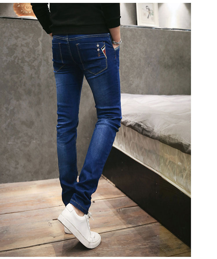 Summer Thin Jeans Men's Korean Style Slim-fit Youth Casual Nostalgic Stretch Handsome Trendy Brand Skinny Pants