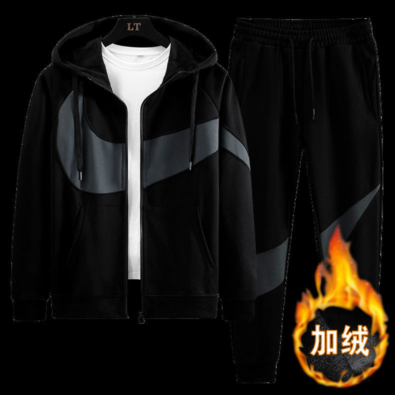 2024 Spring and Autumn Men's Sportswear Casual Suit Men's Hooded Cardigan Sportswear Running Suit Two-Piece Set for Boys