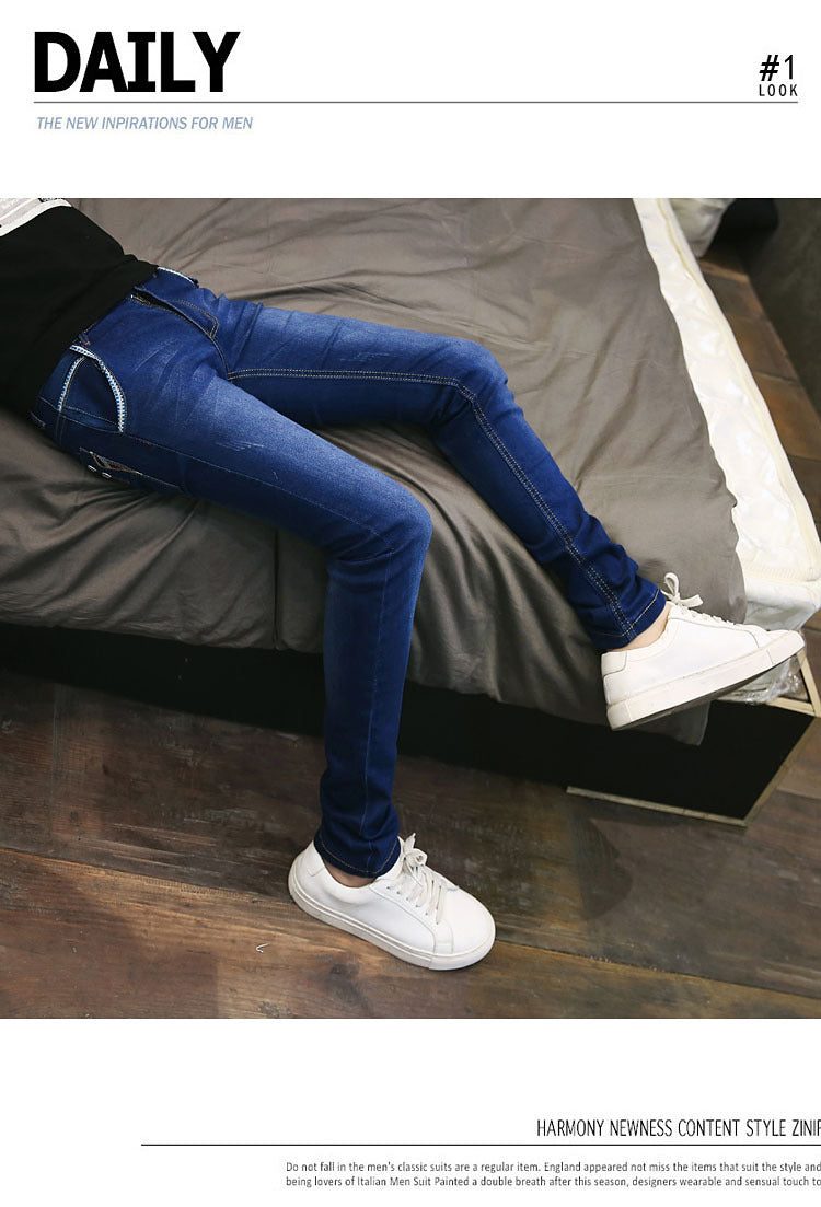 Summer Thin Jeans Men's Korean Style Slim-fit Youth Casual Nostalgic Stretch Handsome Trendy Brand Skinny Pants