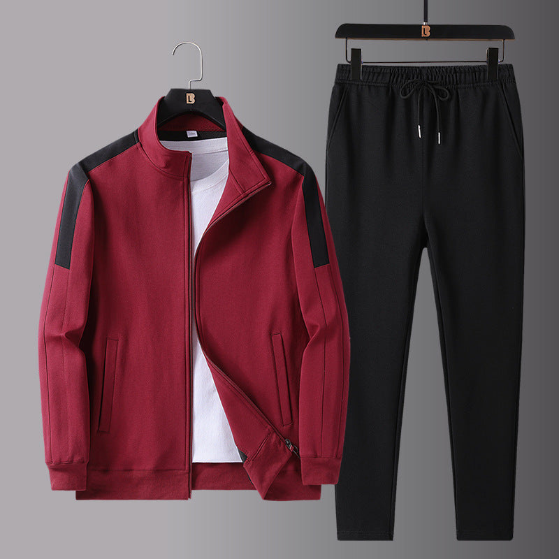 Spring and Autumn New Sports Suit Men's Trendy Casual Sportswear Suit Men's Large Size Sweatshirt Suit Two-Piece Set