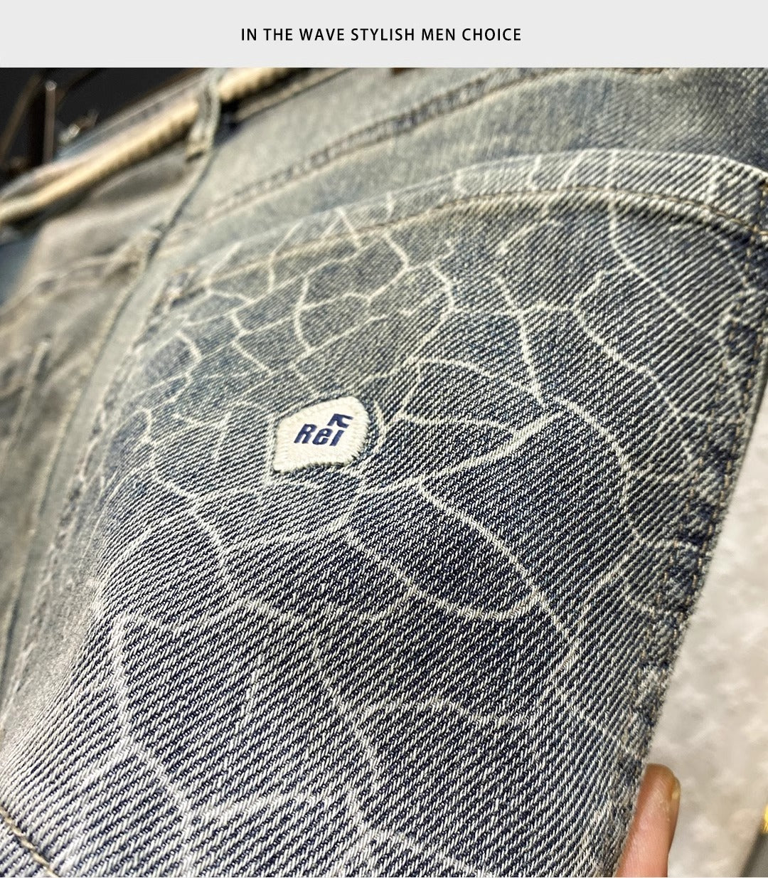 High-End Men's Jeans 2025 Autum New Slim-Fitting Small Straight Pants Trendy Brand Printed Casual Pants for Small Feet