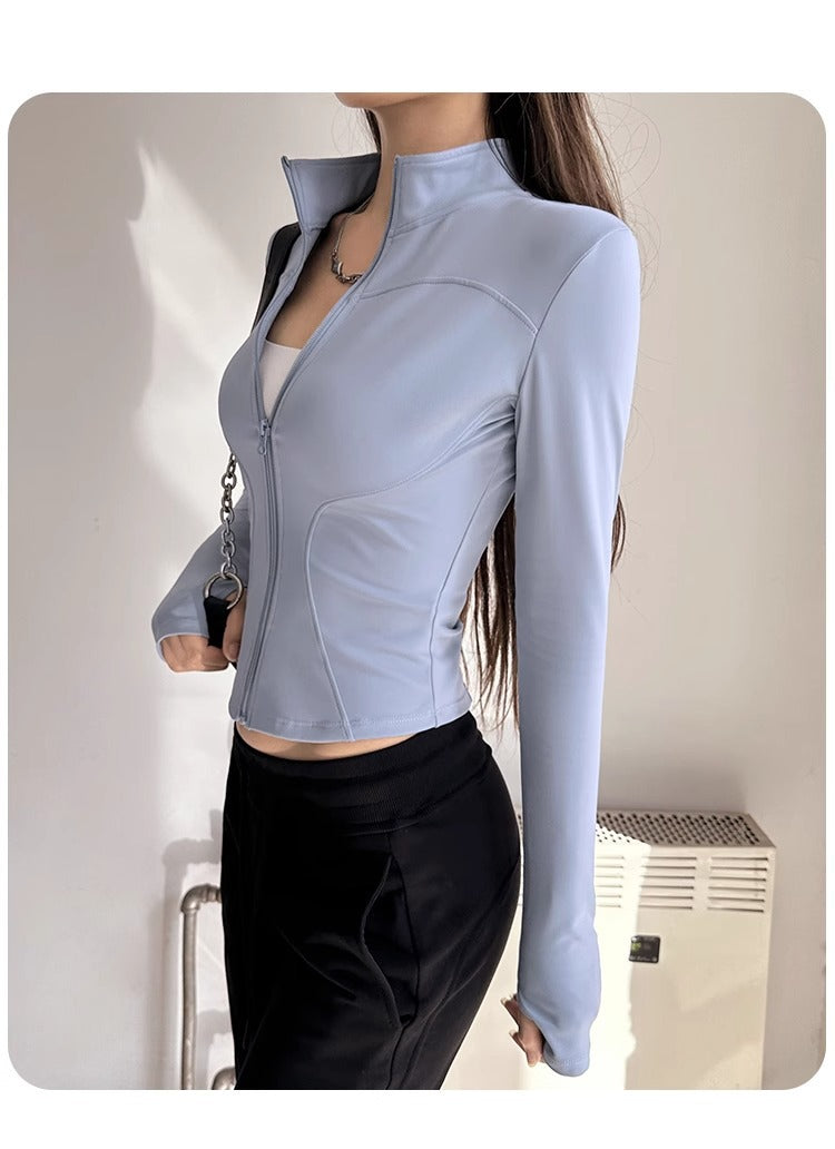 Stand Collar Slimming Fitness Clothing Slimming Yoga Top Running Sports Jacket Pilates Training Yoga Clothing