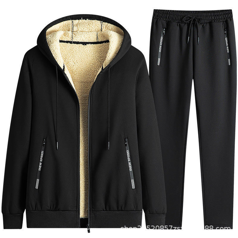 New men's suit spring and autumn hooded long sleeve plus size two suit leisure running sportswear