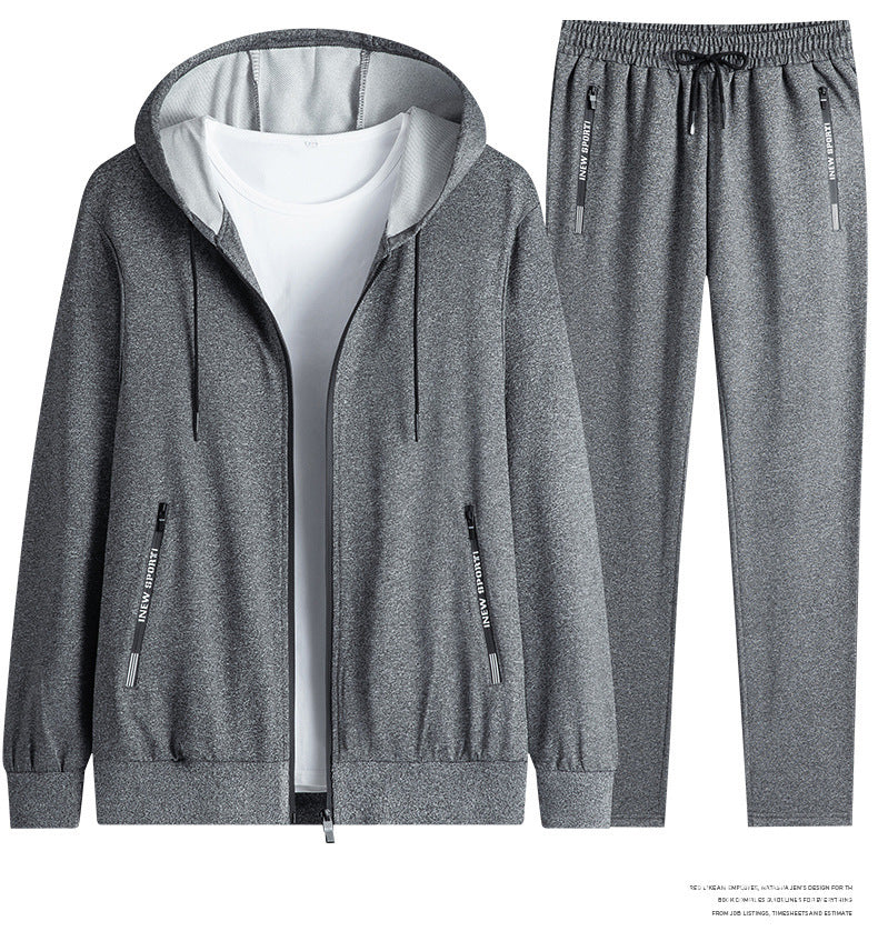 New men's suit spring and autumn hooded long sleeve plus size two suit leisure running sportswear