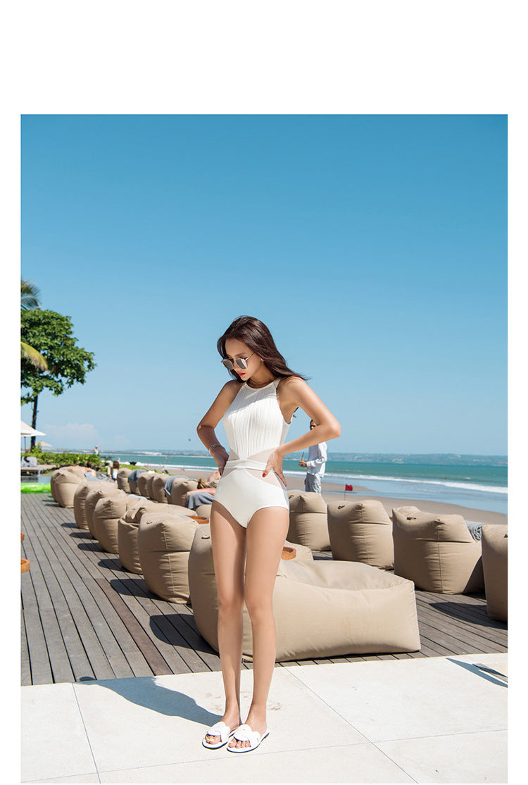 Swimsuit Women's Summer South Korea New Sexy Consecusive Small Chest Gathering Belly Covering Slimming Hot Spring Vacation Swimsuit