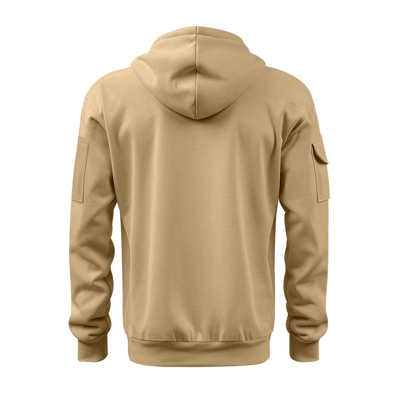 Cross-border Autumn and Winter Sports Sweater suit Men's Multi-pocket Zipper Hoodie Sportswear suit Sweater Light Plate