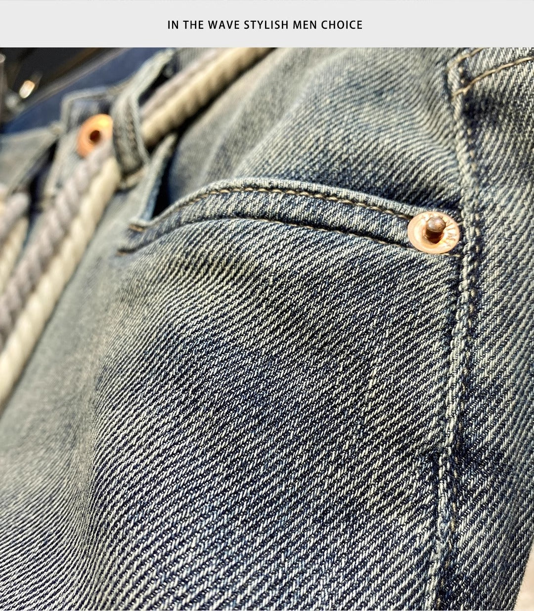 High-End Men's Jeans 2025 Autum New Slim-Fitting Small Straight Pants Trendy Brand Printed Casual Pants for Small Feet