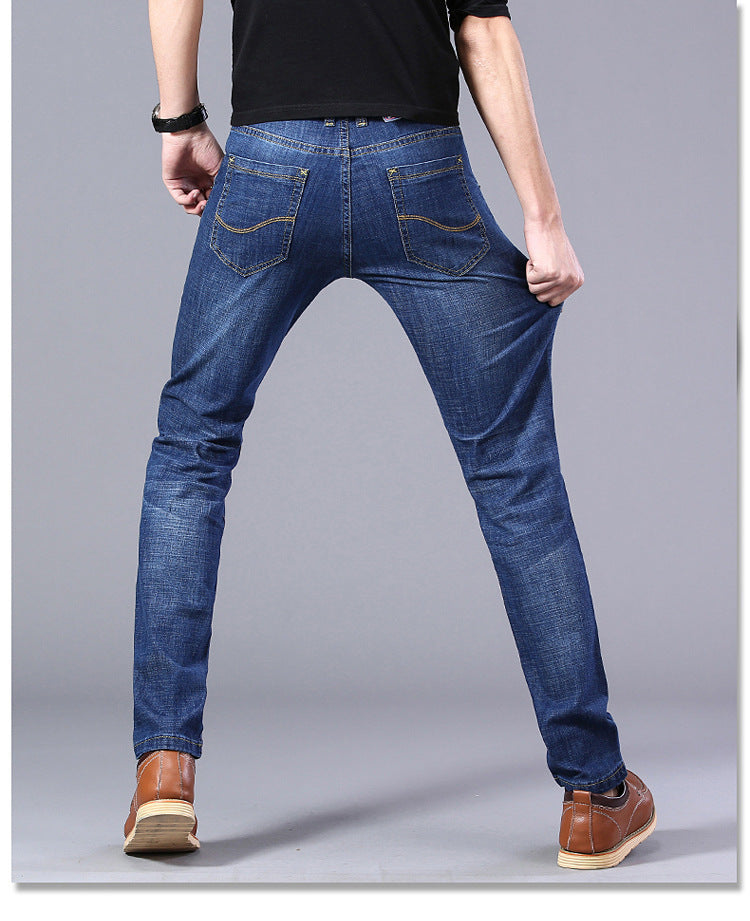 Su Lee Men's Jeans Spring and Summer Men's Elastic Loose Straight Retro Business Casual Trendy Brand Long Pants