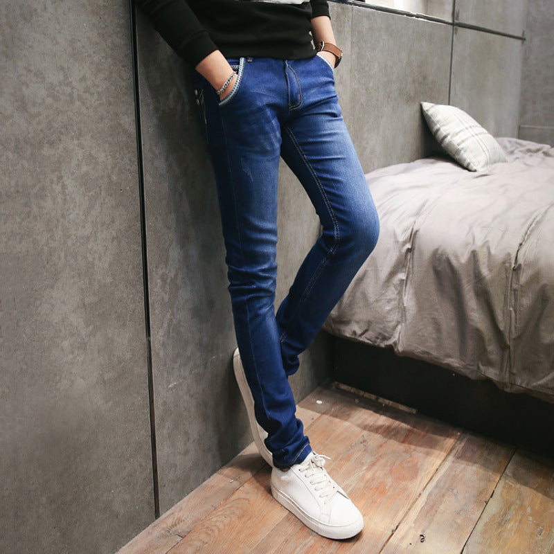 Summer Thin Jeans Men's Korean Style Slim-fit Youth Casual Nostalgic Stretch Handsome Trendy Brand Skinny Pants