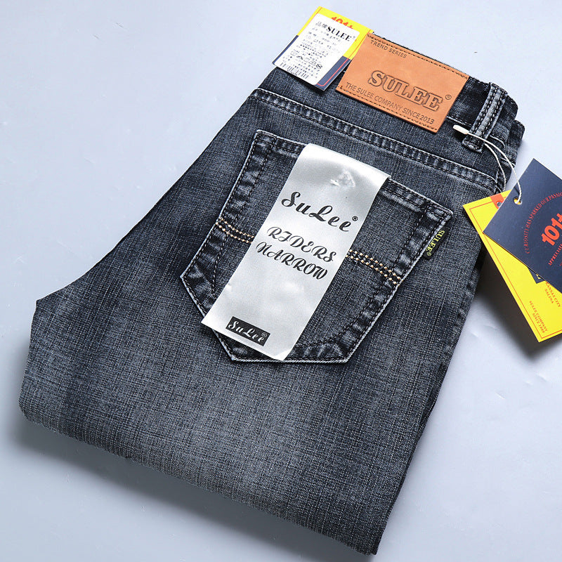 Su Lee Men's Jeans Spring and Summer Men's Elastic Loose Straight Retro Business Casual Trendy Brand Long Pants