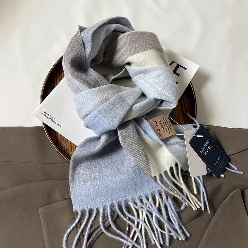 Autumn and Winter Australian Wool Scarf Classic British Scarf Women's Unisex Couple's Warm Scarf