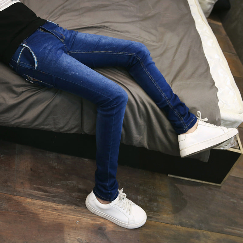 Summer Thin Jeans Men's Korean Style Slim-fit Youth Casual Nostalgic Stretch Handsome Trendy Brand Skinny Pants