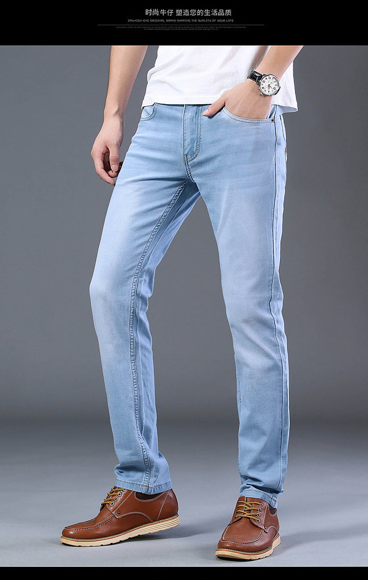 Su Lee Men's Jeans Spring and Summer Men's Elastic Loose Straight Retro Business Casual Trendy Brand Long Pants