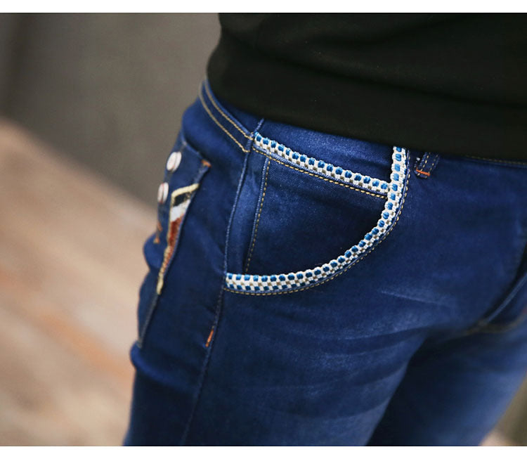 Summer Thin Jeans Men's Korean Style Slim-fit Youth Casual Nostalgic Stretch Handsome Trendy Brand Skinny Pants