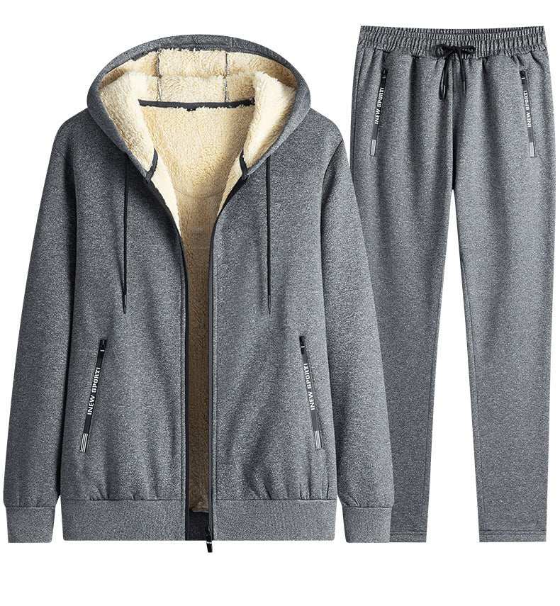 New men's suit spring and autumn hooded long sleeve plus size two suit leisure running sportswear
