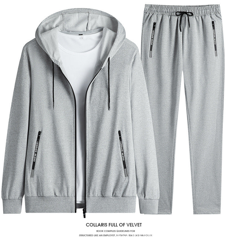 New men's suit spring and autumn hooded long sleeve plus size two suit leisure running sportswear