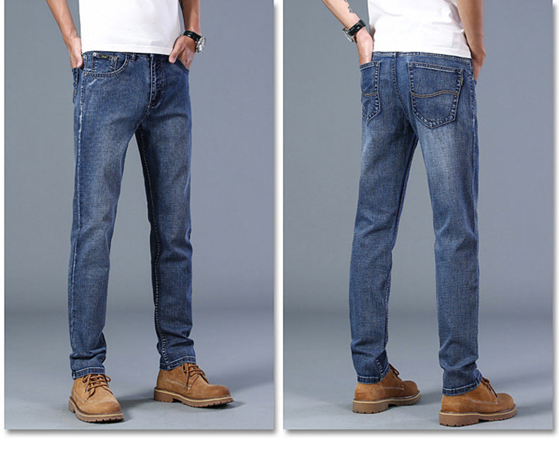 Su Lee Men's Jeans Spring and Summer Men's Elastic Loose Straight Retro Business Casual Trendy Brand Long Pants