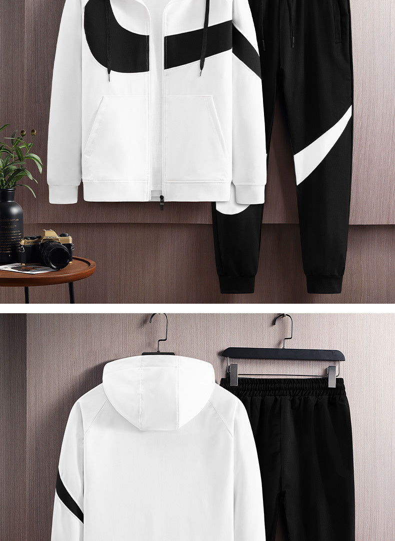 2024 Spring and Autumn Men's Sportswear Casual Suit Men's Hooded Cardigan Sportswear Running Suit Two-Piece Set for Boys