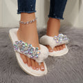 Cross-Border Foreign Trade Amazon Women's Flip-Flops with Large Flower Rhinestones, Comfortable Soft-Soled Slippers, Women's Large Size Flip-Flops