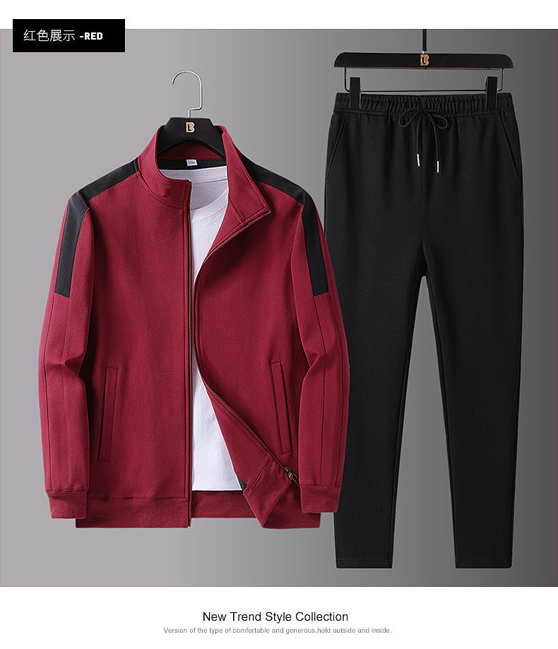 Spring and Autumn New Sports Suit Men's Trendy Casual Sportswear Suit Men's Large Size Sweatshirt Suit Two-Piece Set