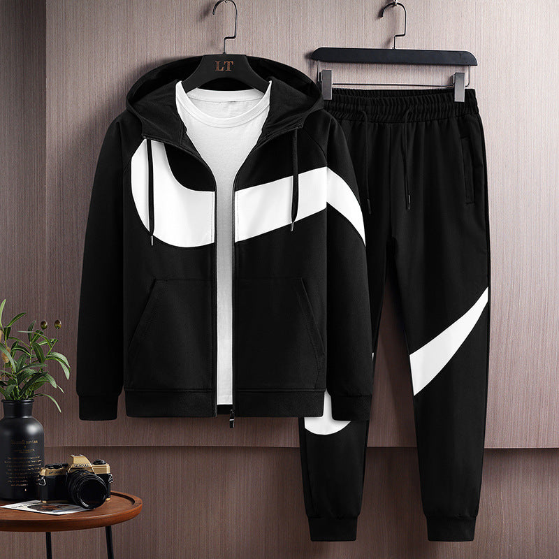 2024 Spring and Autumn Men's Sportswear Casual Suit Men's Hooded Cardigan Sportswear Running Suit Two-Piece Set for Boys