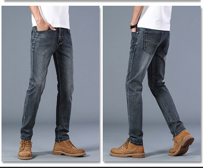 Su Lee Men's Jeans Spring and Summer Men's Elastic Loose Straight Retro Business Casual Trendy Brand Long Pants